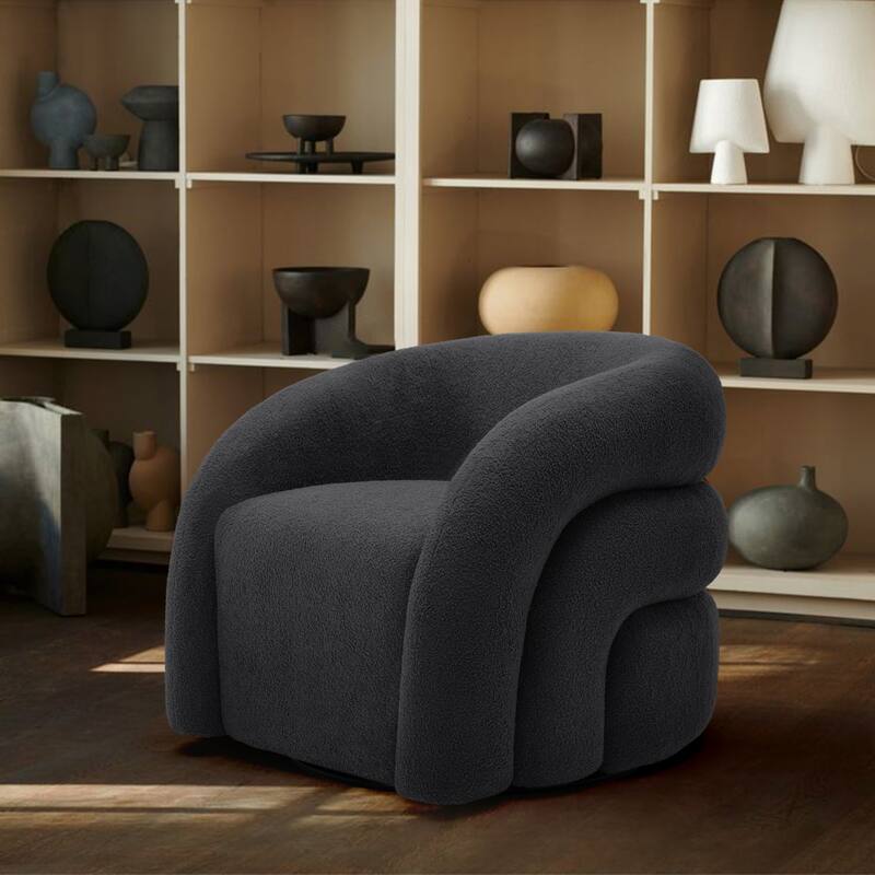 Upholstered Boucle Swivel Accent Chair