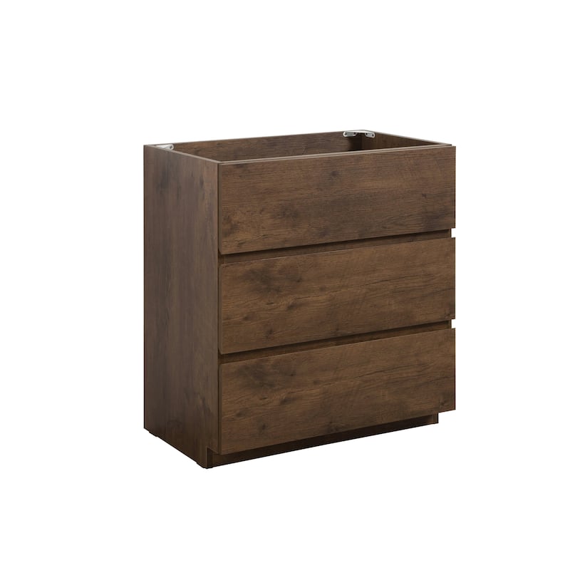 Contemporary 24" Gray Floor Cabinet for Bathroom with 3 Drawers, Maximized Storage, Pre-Assembled, Without Basin