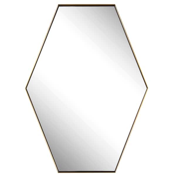 slide 2 of 7, Uttermost 09894 Ankara 25" W x 34" H Geometric Framed Bathroom Mirror Brushed Brass