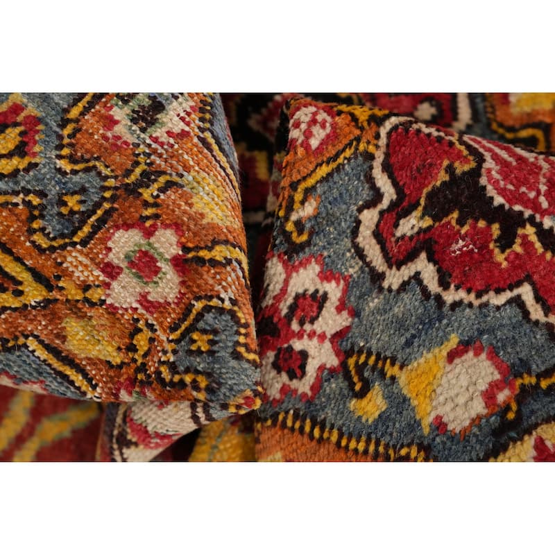 Hand Knotted Oriental 100% Wool Carpet Transitional Floral Oranges & Rust Oushak Area Rug - 9' 0'' X 6' 9''