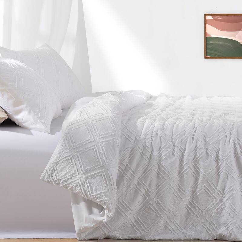 Clipped Jacquard Geometric Duvet Cover & Pillowcase Set