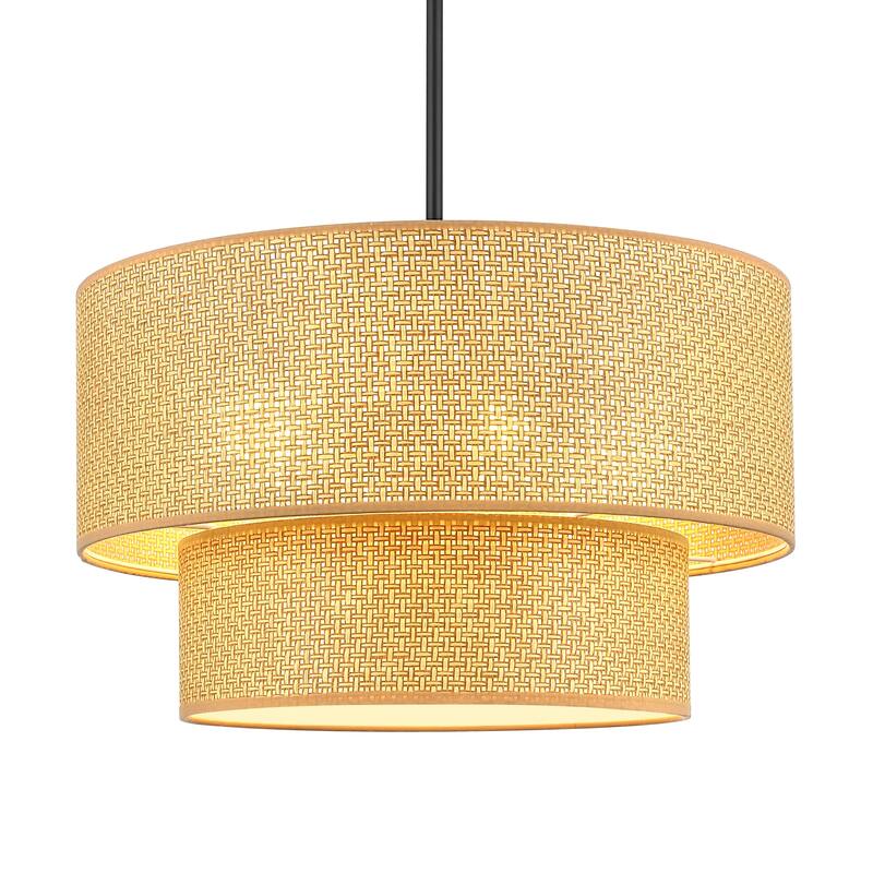 GetLedel 4-Light Bohemian Handwoven Drum Chandelier