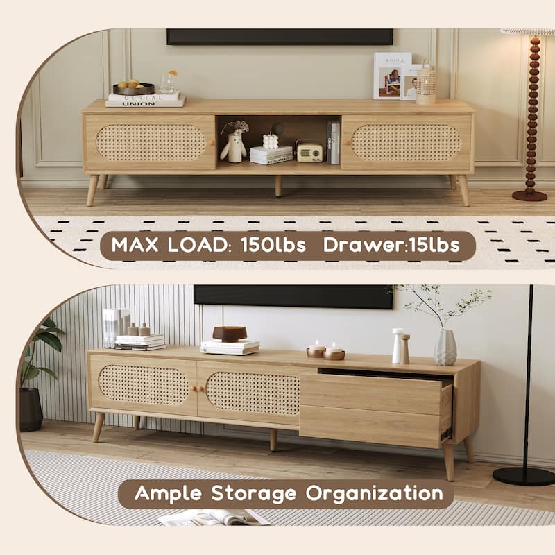 Boho TV Stand for TVs up to 80", Media Console Entertainment Center