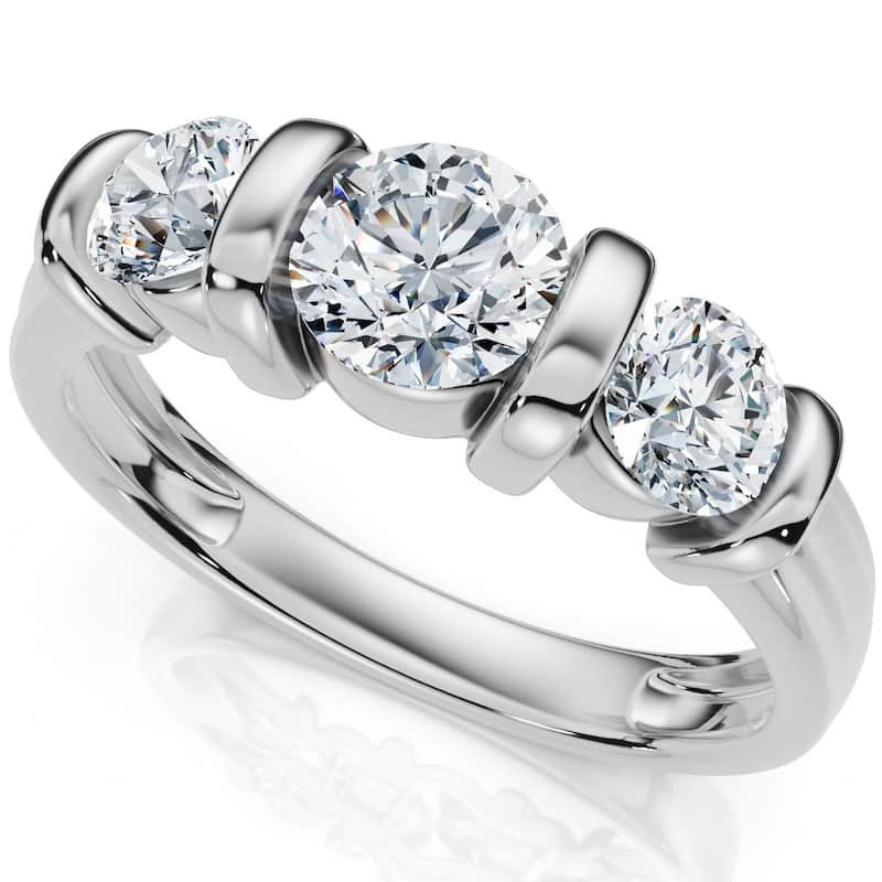 Bliss Diamond 1ct 3-Stone Bar Set Engagement Ring Lab Grown