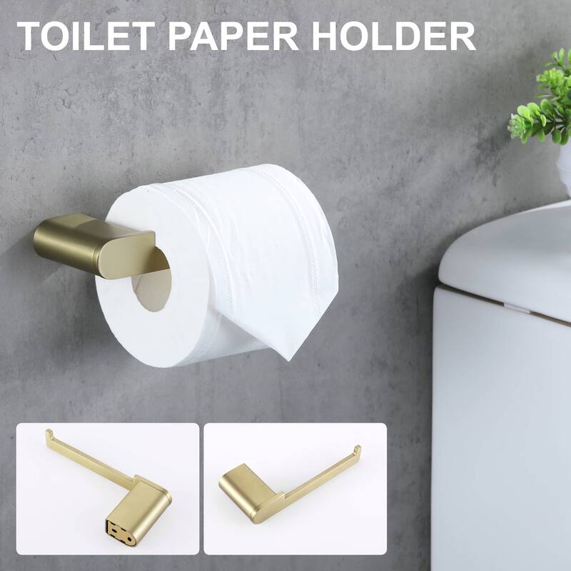 4-Piece Bathroom Hardware Set Stainless Steel Towel Bar Set Towel Holder Toilet Paper Holder Robe Hook Wall Mount Accessory Set