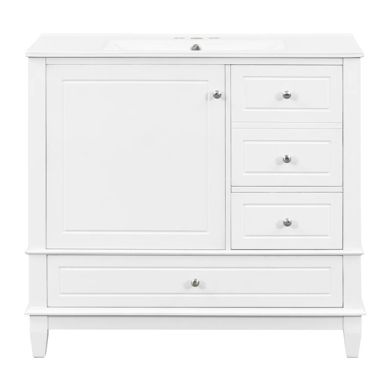 GDFStudio - Isabella 36-Inch Freestanding Bathroom Vanity with Ceramic Sink and Ample Storage Solutions