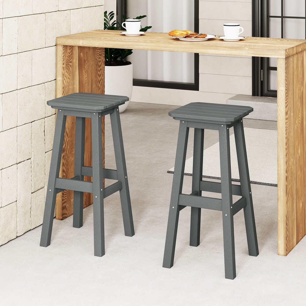 Laguna Hdpe All Weather Outdoor Patio 29" Square Bar Stool (Set Of 2)