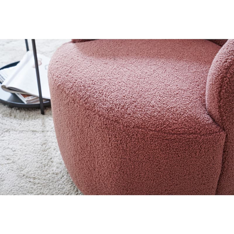 Swivel Teddy fabricaccent armchair barrel chair with black powder coating metal ring