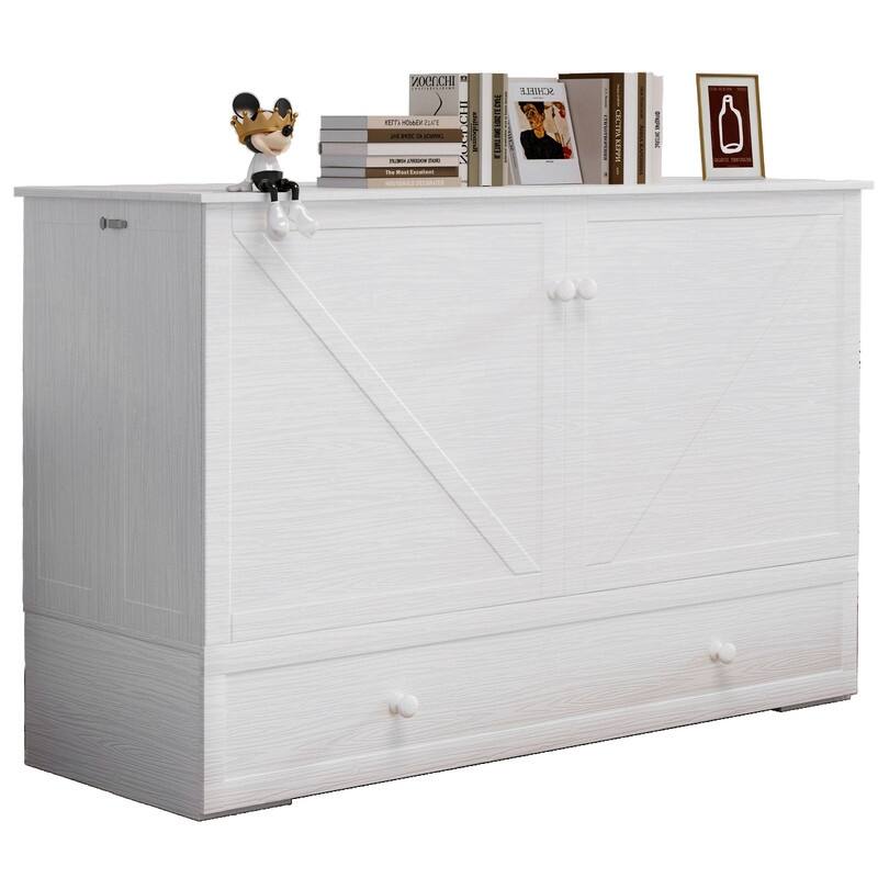 Mixoy Murphy Bed,Cabinet Chest Bed with Charging Station&Storage