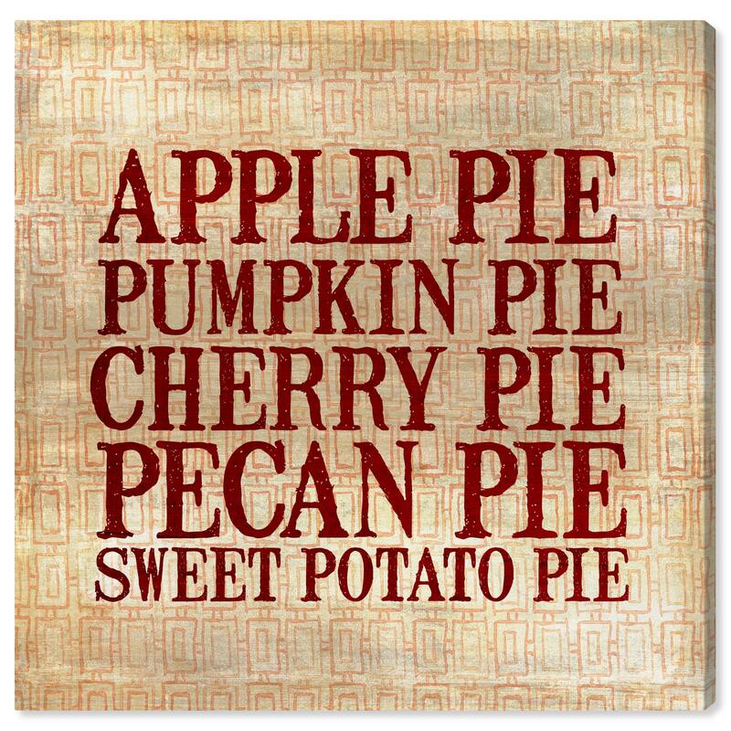 Wynwood Studio 'Thanksgiving Pies' Holiday and Seasonal Wall Art Canvas Print Holidays - Red, Brown
