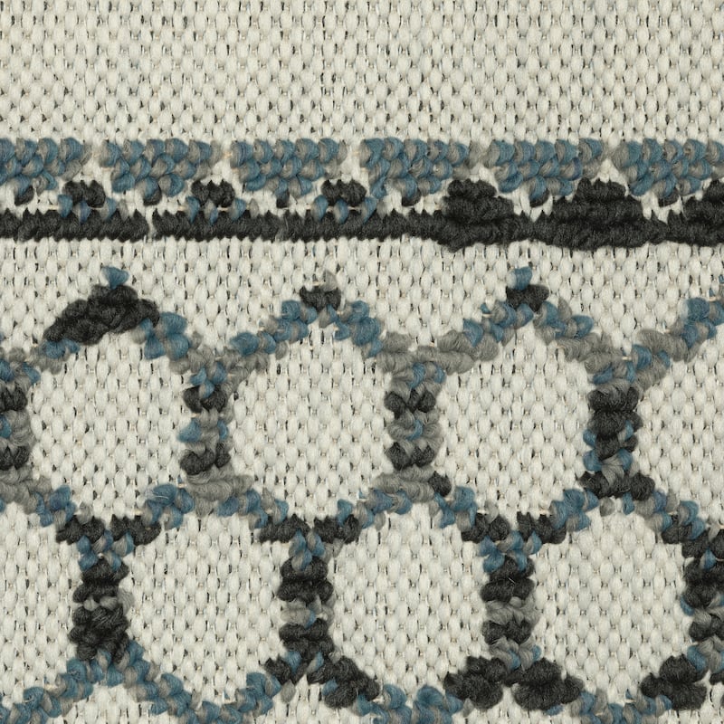 Vista Home Talcot Geometric Tribal Grey/ Teal Indoor-Outdoor Area Rug