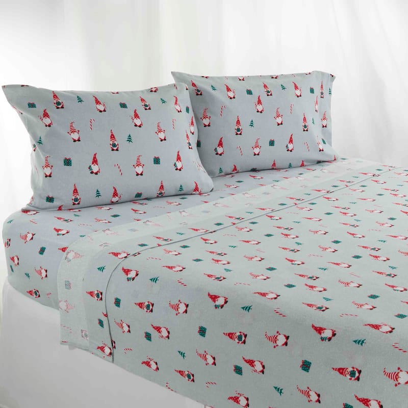Avanti Linens Gnome Sweet Gnome Flannel Queen Sheet Set