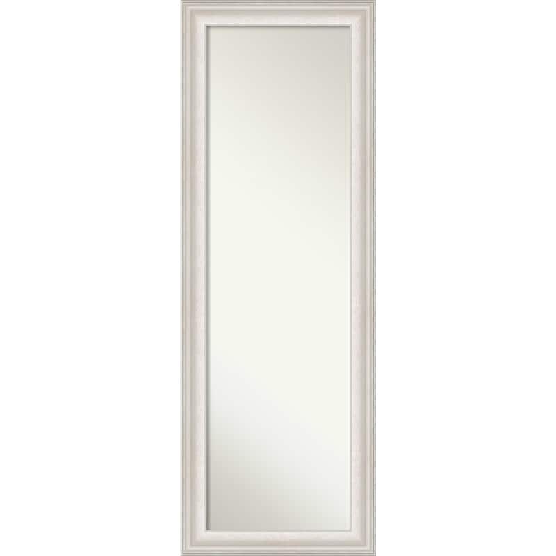 Non-Beveled Full Length On The Door Mirror - Trio Frame - Trio White Wash Silver - Outer Size: 18 x 52 in