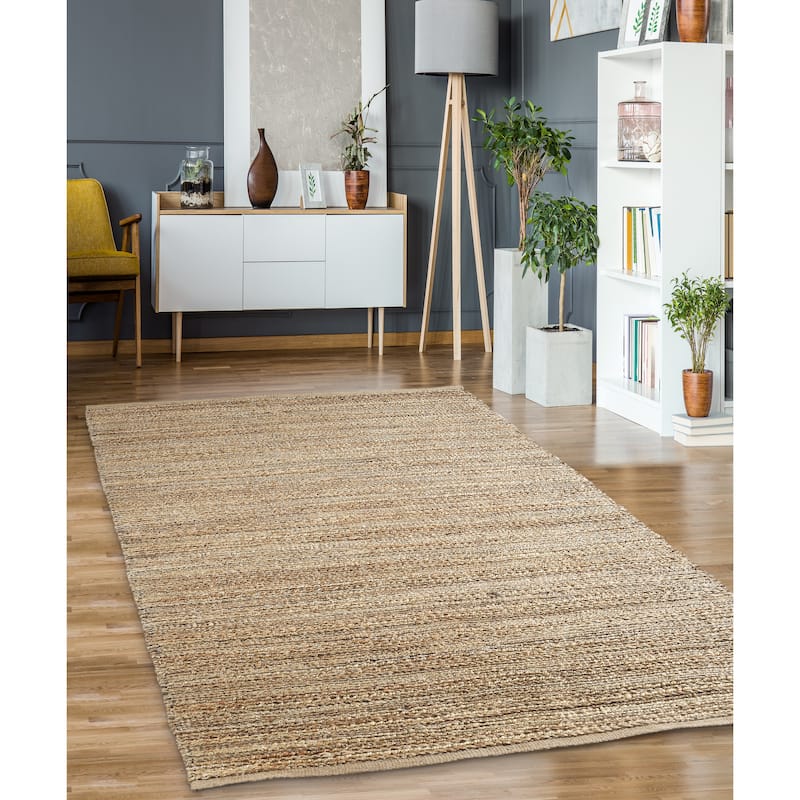 Sevita Organic Jute Geometric Area Rug, Tan and Gold