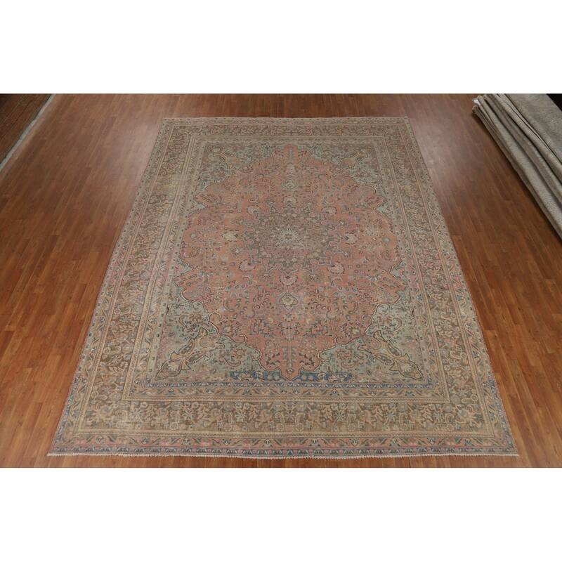 Floral Tabriz Persian Area Rug Handmade Living Room Wool Carpet - 9'8"x 12'7"