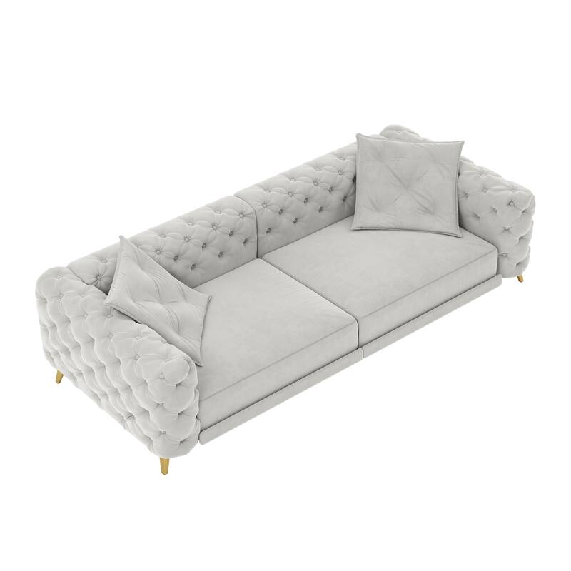 GDFStudio - Velvet 97.7" 3-in-1 Convertible Sleeper Sofa with Pull-Out Bed