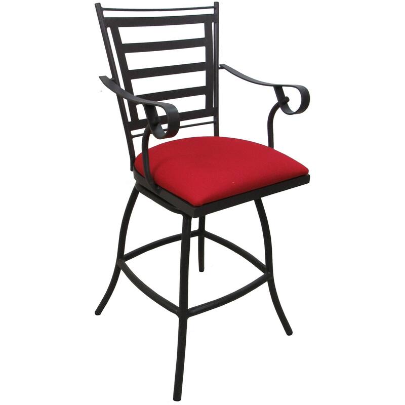 Jenna Outdoor/Indoor Counter Bar or Extra Tall Bar Stool on Dark Nut - Red - Counter Height