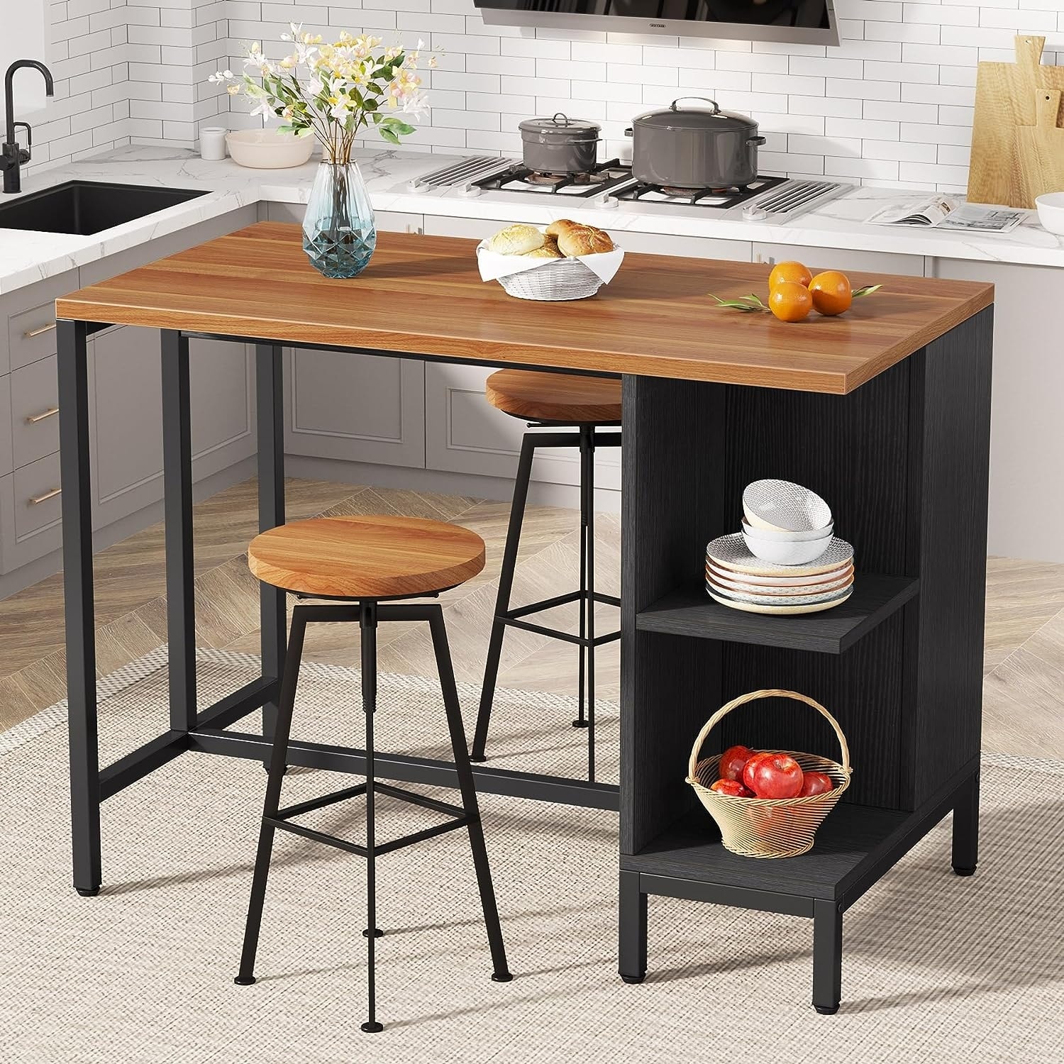 Assembled kitchen island on sale with seating