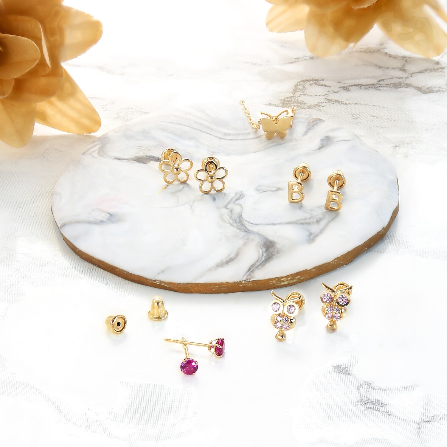 14k Yellow Gold June Lt Purple CZ Small Flower Screw Back Earrings Measures 4x4mm Jewelry Gifts for Women 