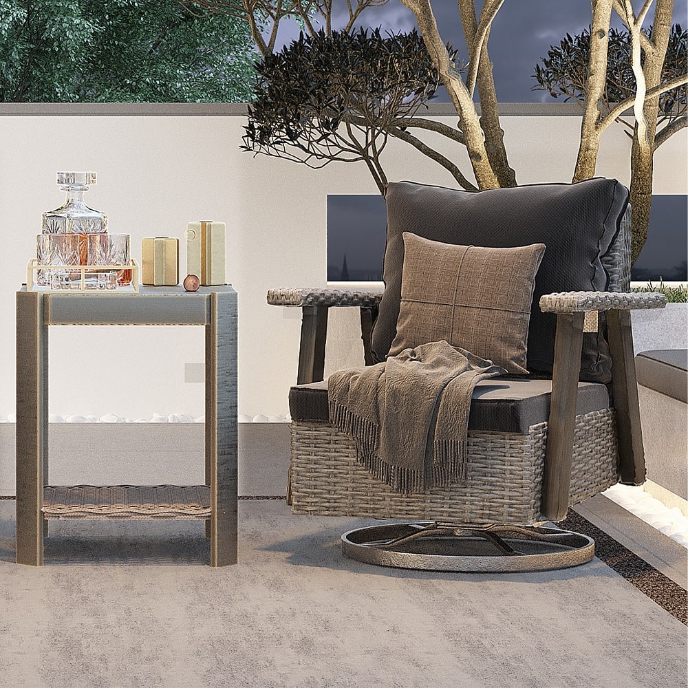 Cozywor Wicker Patio Rocking Chair Swivel Lounge Chair