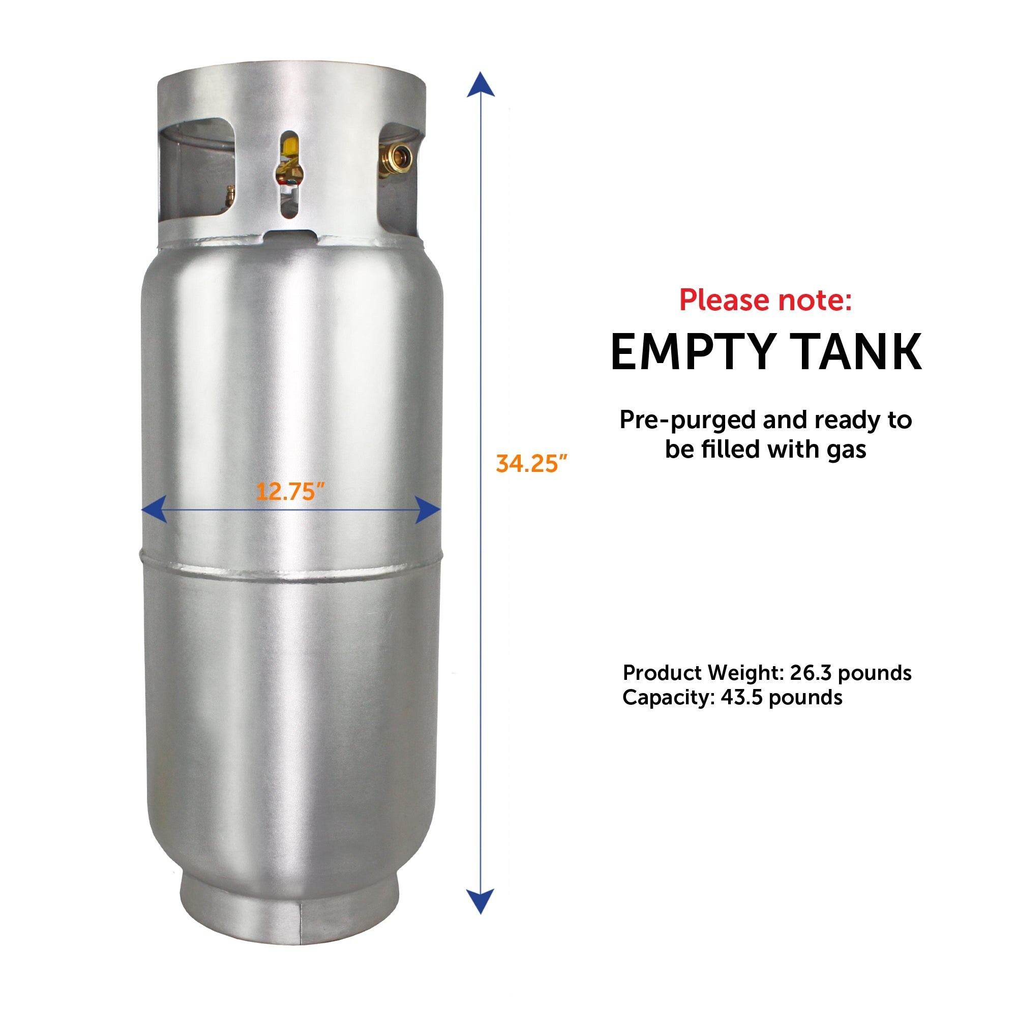 Flame King 43.5LB Aluminum Forklift Propane Tank with Gauge