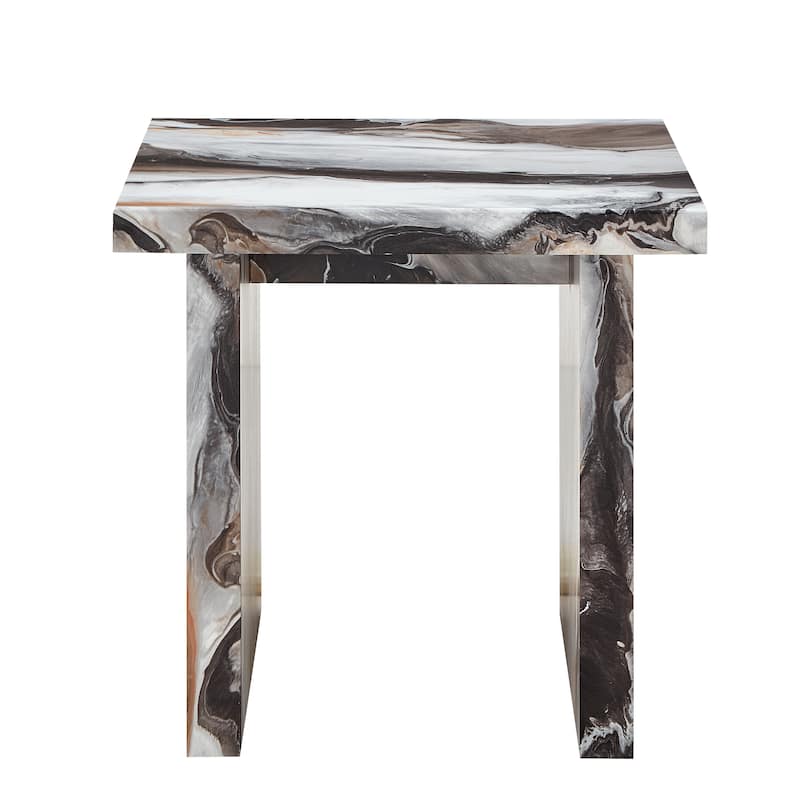 Roundhill Furniture Cavira Modern Faux Marble Living Room End/Side Table