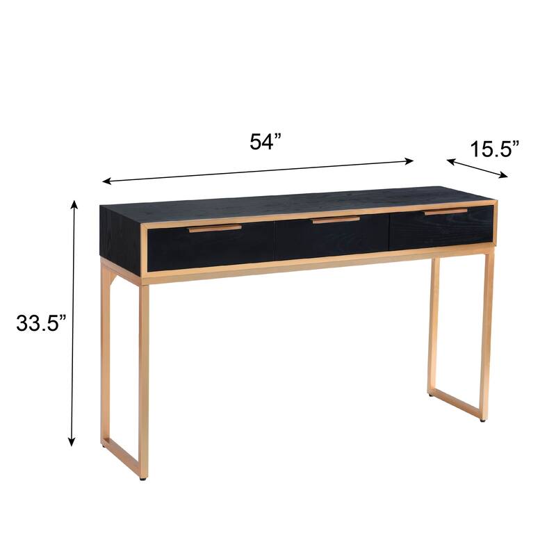StyleCraft Aurelia 3-Drawer Console - Ebony & Gold