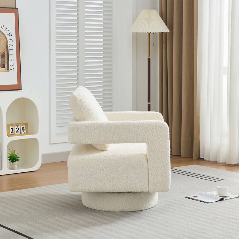 Upholstered Swivel Accent Chair, Modern Arm Chair with Open Back,360 Degree Swivel Lounge Club Chair with Removable Back Cushion
