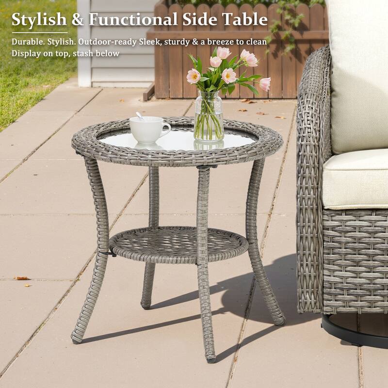 Pocassy Outdoor Patio Wicker Sofa Chair Furniture Set