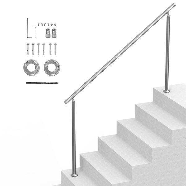 VEVOR Handrails for Outdoor Steps, 70.9 in./ 180cm Length Stair Hand Rail Kit, Transitional Stainless Steel Railings