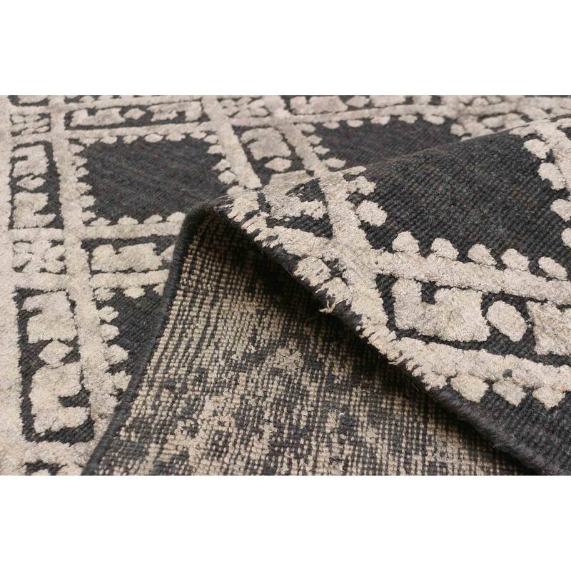 ECARPETGALLERY Hand Loomed Elysian Light Grey Viscose, Wool Rug - 4'10 x 6'10