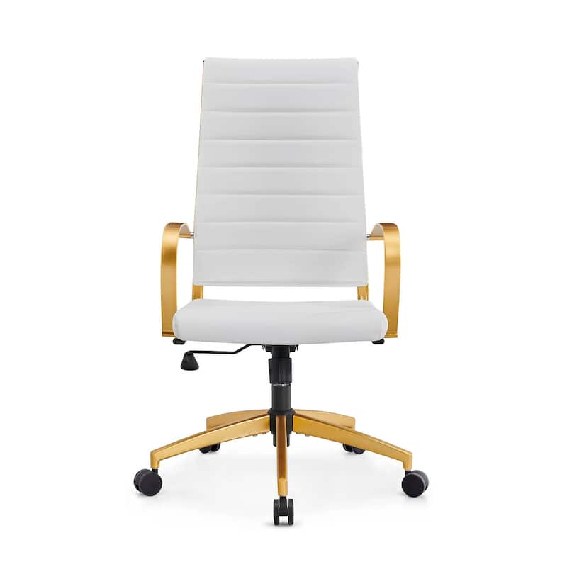 LUXMOD® Office Chair Faux Leather Silver Frame Adjustable and Swivel