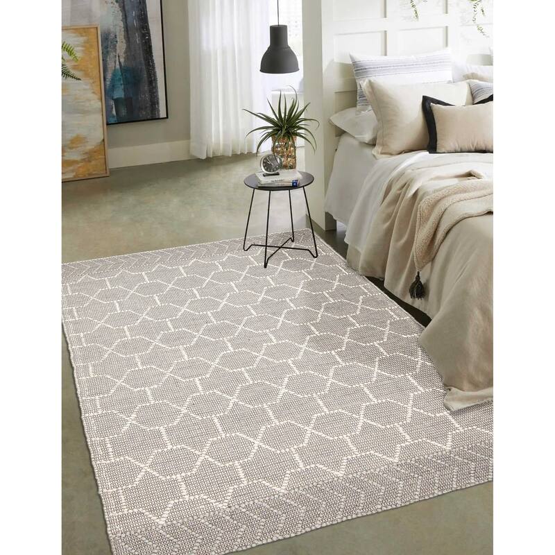 ECARPETGALLERY Braid weave Sienna Grey Wool Rug - 5'0 x 7'9