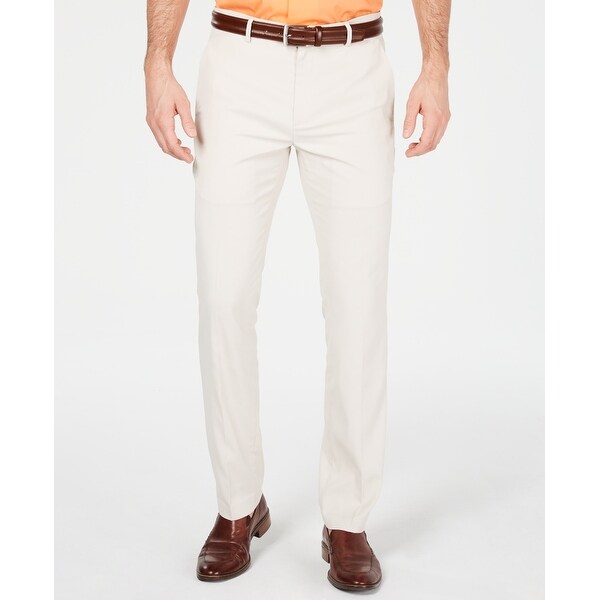 Alfani Mens Dress Pants Stone Beige Size 38x32 Flat Front Tech Stretch. Opens flyout.