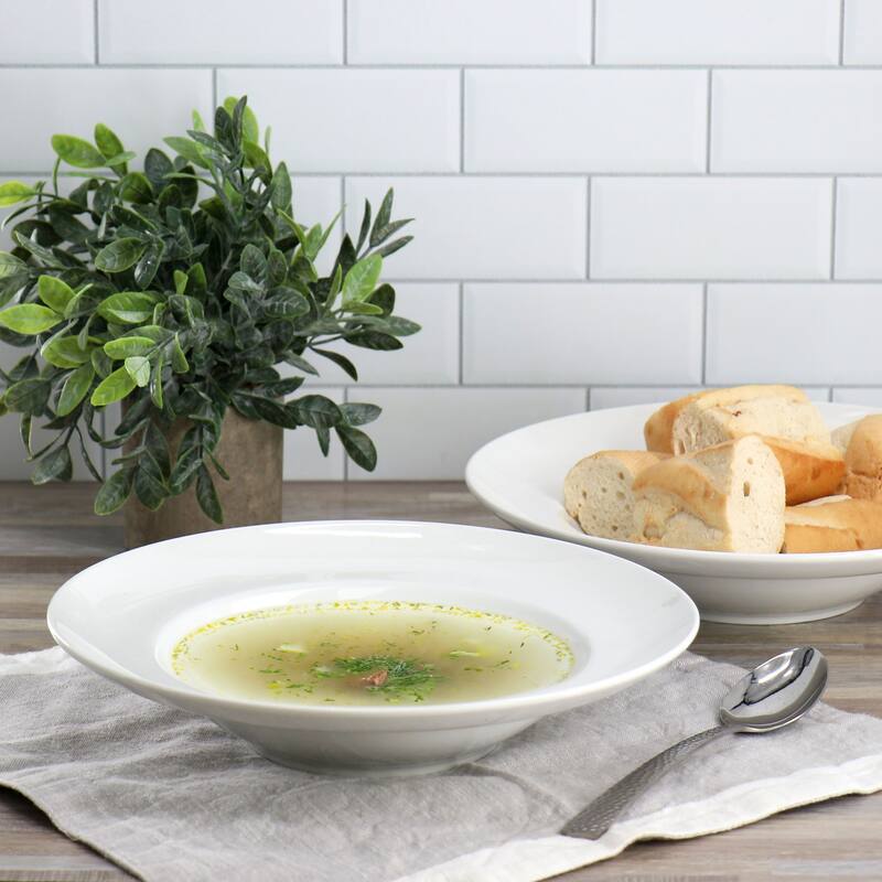 Gibson Home Great Essentials 2 Piece Fine Ceramic 20oz Entree Bowl Set in White