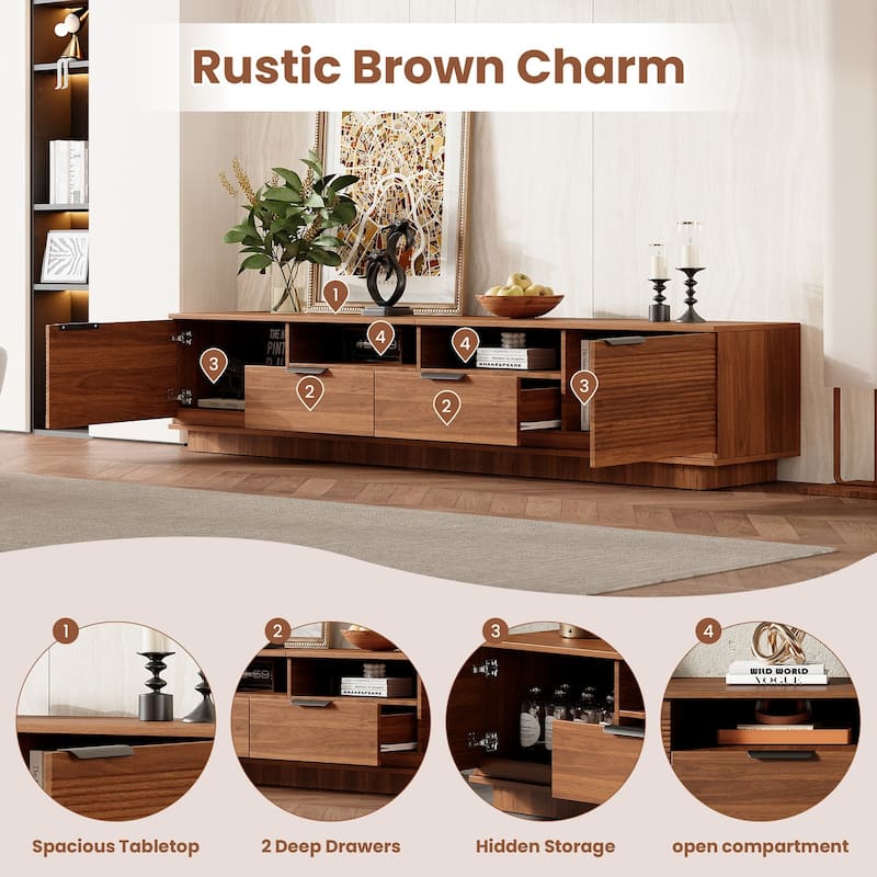 78 in with Soft-Closing Hinges TV Stand for TVs up to 85 in - n/a