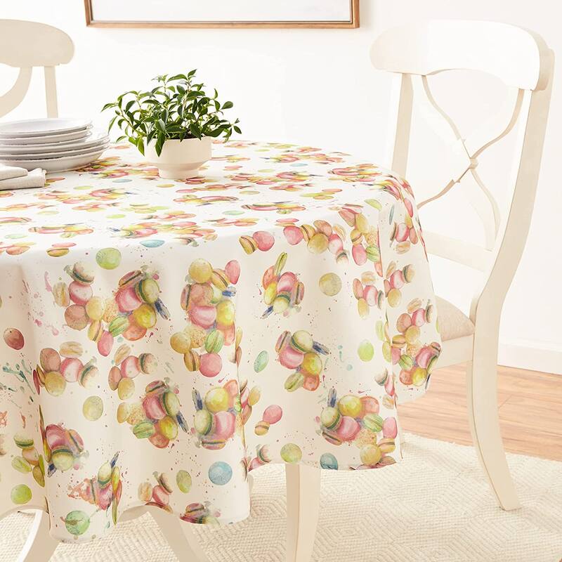 Violet Linen European Macaron Biscuits Pattern Tablecloth