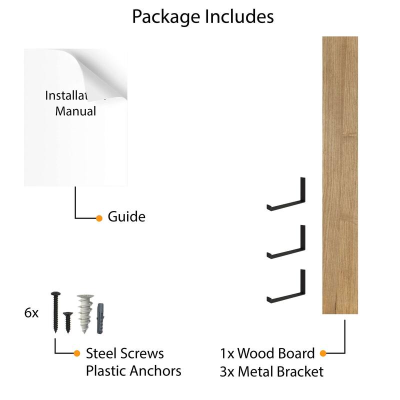Wallniture Forte Wood Board 72" Long, 9.25'' Deep, 1.5" Thick, Floating Bookshelf for Wall, Hanging Shelf Living Room Decor, 1Pc