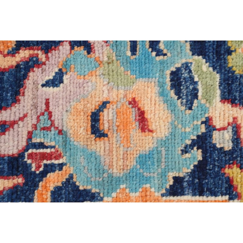 Hand Knotted Oriental 100% Wool Carpet Transitional Floral Red Oushak Area Rug - 12' 0'' X 9' 3''