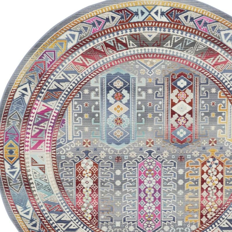 HomeRootsFloral Bohemian Round Area Rug - 72' X '72' X '0.5