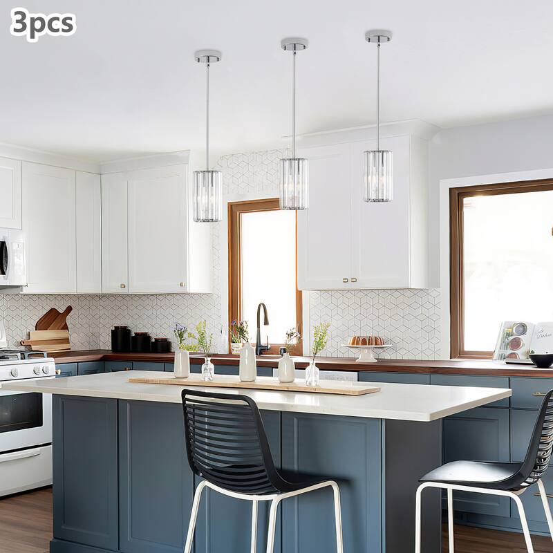 3-Pack Modern Crystal Pendant Lights for Dining Room, Bedroom, Foyer and Hallway