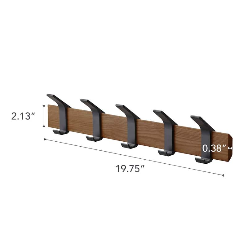 Yamazaki Home Wall-Mounted Coat Rack, Steel and Wood - L 2.56 x W 19.69 x H 3.94 inches