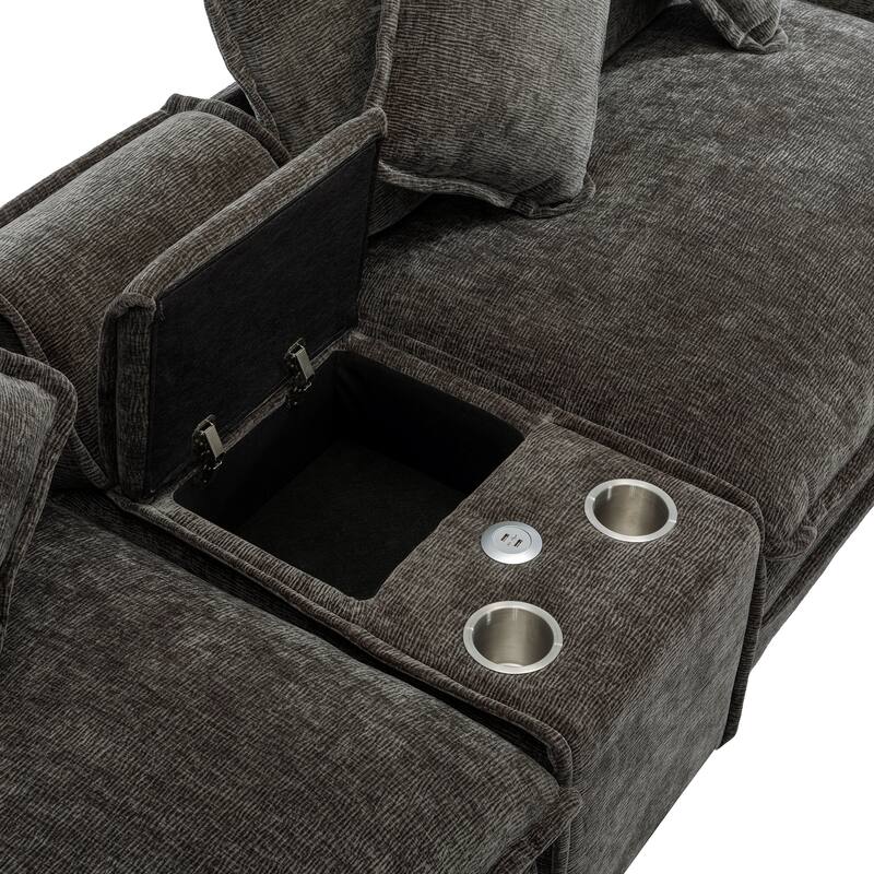 Stylish and Functional Sectional Sofa with Chenille Upholstery by Harper&Bright Designs