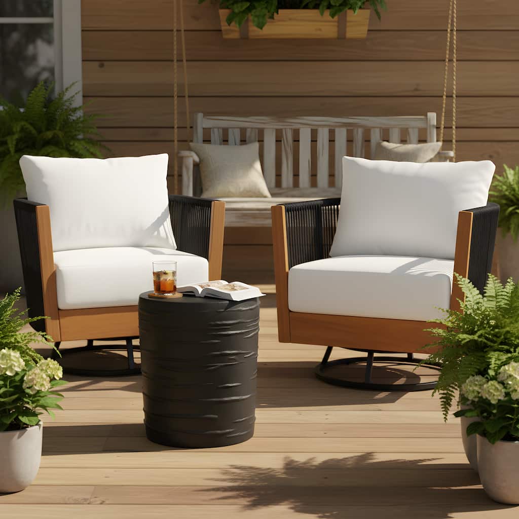 Christopher Knight Home - Modern 3-Piece Outdoor Swivel Chair Set with Side Table