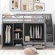preview thumbnail 3 of 12, Functional Loft Bed with 3 Shelves, 2 Wardrobes and 2 Drawers, Ladder with Storage, No Box Spring Needed, Gray