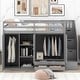 preview thumbnail 3 of 16, Twin Size Functional Loft Bed with 2 Wardrobes, 2 Drawers, 3 Shelves and Storage Staircase, Solid Wood Bed Frame with Guardrail