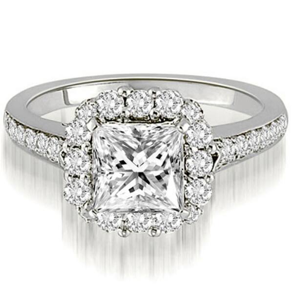 Shop 1 42 Ct Single Halo Princess Round Diamond Engagement Ring