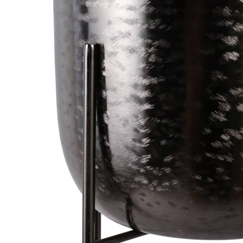 Metal Planters Hammered Design Modern Geometric Stands (Set of 3)
