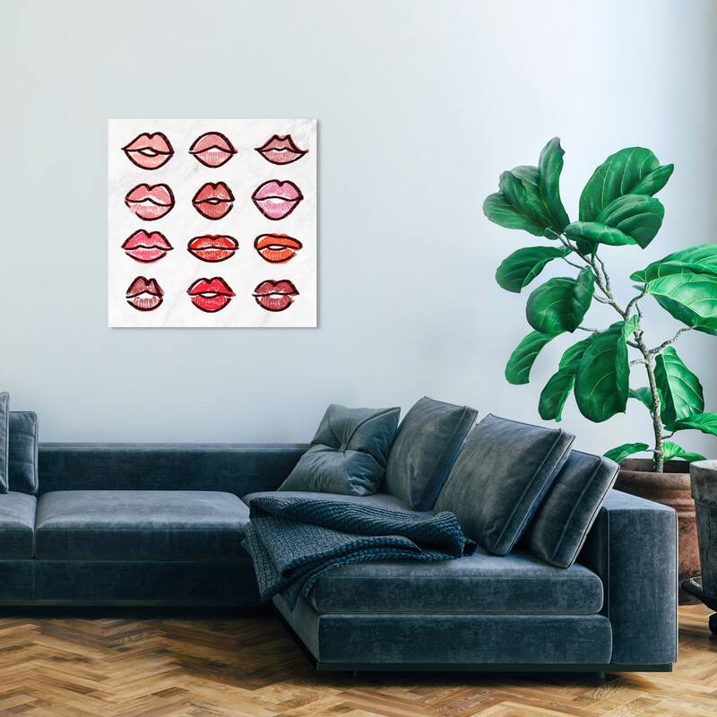 Wynwood Studio Fashion and Glam Kiss Swatch Red and Glam Wall Art Canvas Print - 30 x 30