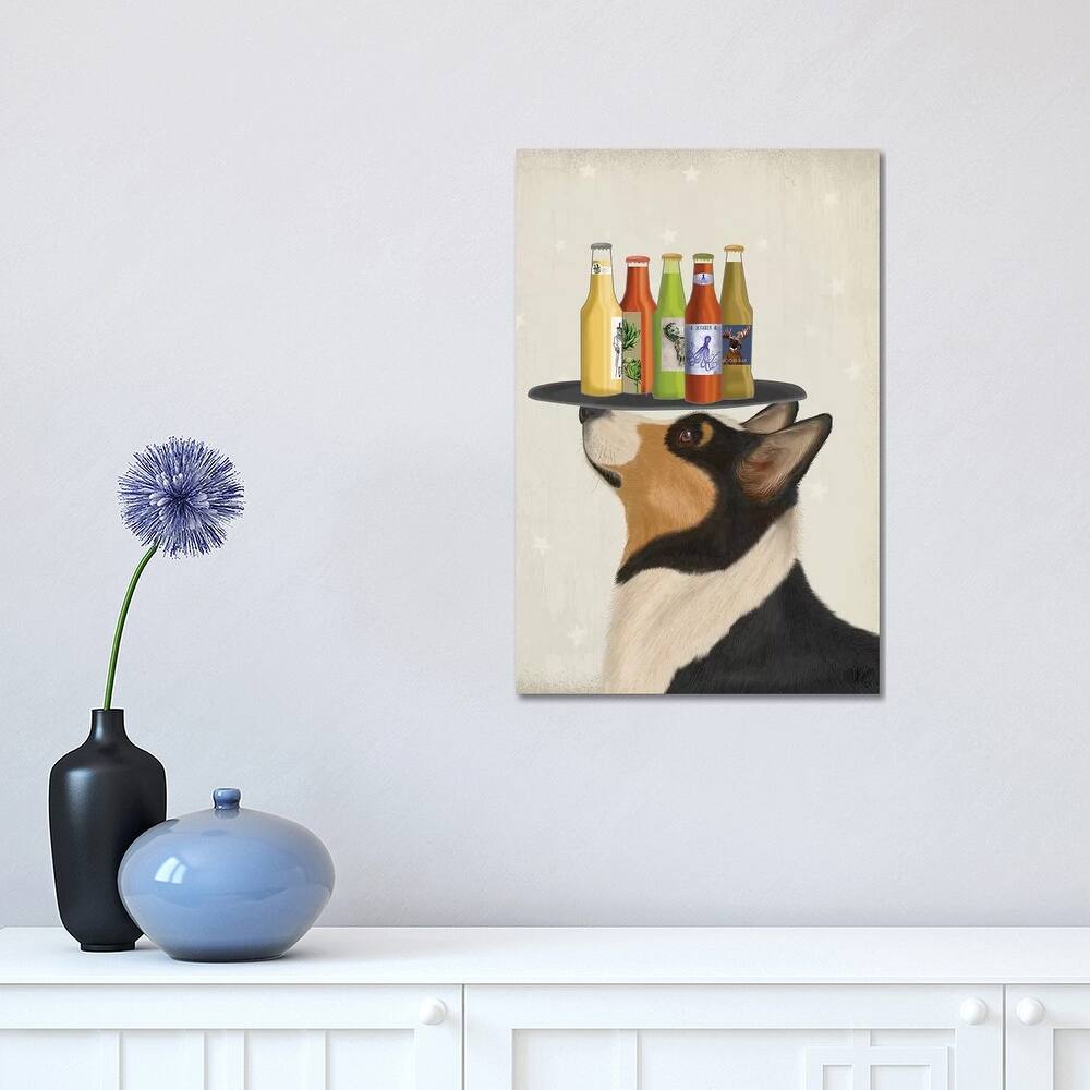 iCanvas "Corgi Tricolour Beer Lover" by Fab Funky Canvas Print
